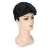 Synthetic Black Mix Blonde Short Curly Wig for Men Highlights Wigs with Bangs Heat Resistant Old Man Wig Father Gifts