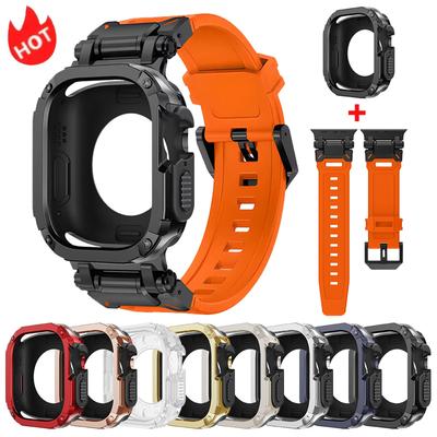 Silikonowy Pasek + Etui TPU do Opaski Apple Watch Band Ultra2 10 46mm 49mm 44mm 45mm Pokrowiec Ochronny Bransoletka dla IWatch Seria 9 8 7 6 SE