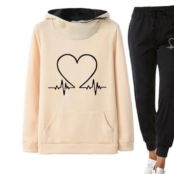2025 Unisex Printed Sweatshirt & Hoodie Set for Autumn/Winter Casual Jogging
