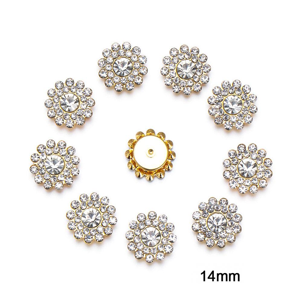 10PCS 16mm Rhinestone Snowflake Buttons DIY Craft Flatback Plating Pearl Buckle Clothing Decoration Hairpin Accessories