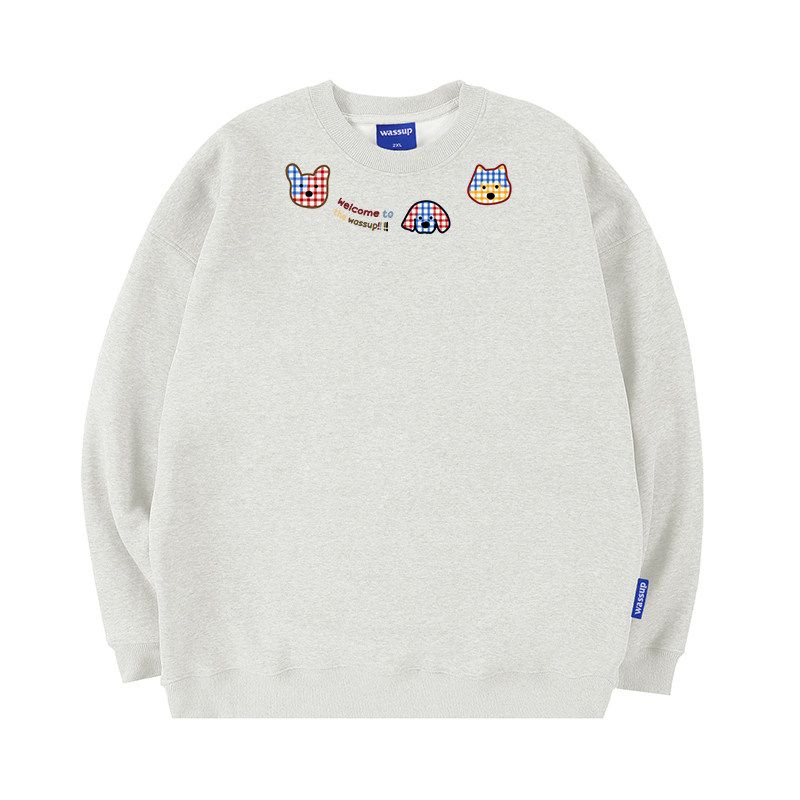 Wassup Trendy American-Style Simple Heavyweight Sweatshirt for Men, Autumn and Winter Fleece-Lined, Loose Casual Versatile Couple's Crew Neck Top