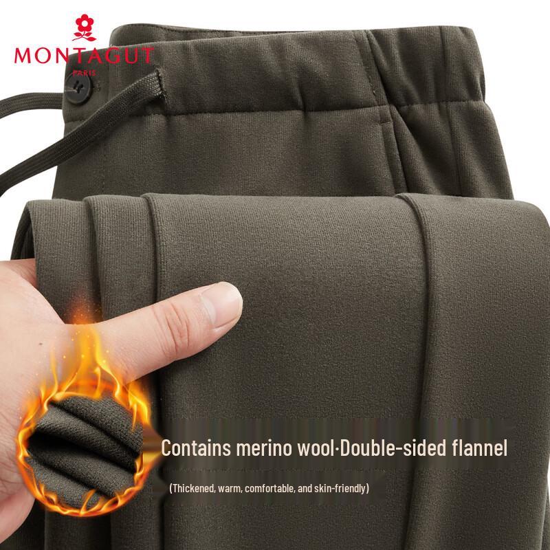 

MONTAGUT Men s Wool Blend Thickened Warm Straight-Leg Casual Pants 3XL