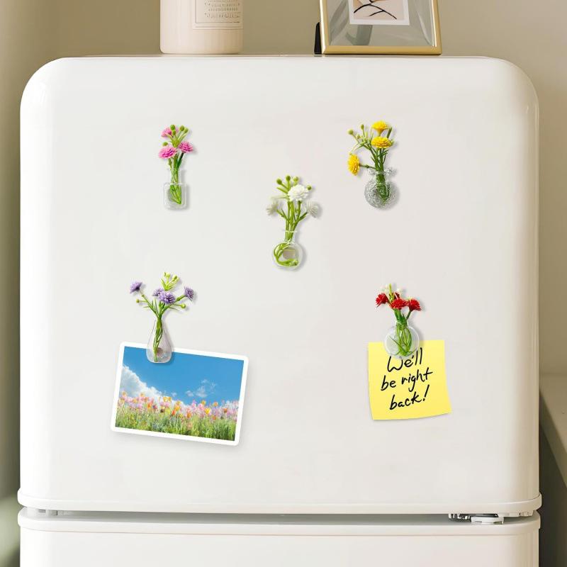 Mini Magnetic Flower Vase Fridge Magnet DIY Craft Glass Bottle Whisker Collection Bottle Home Decor