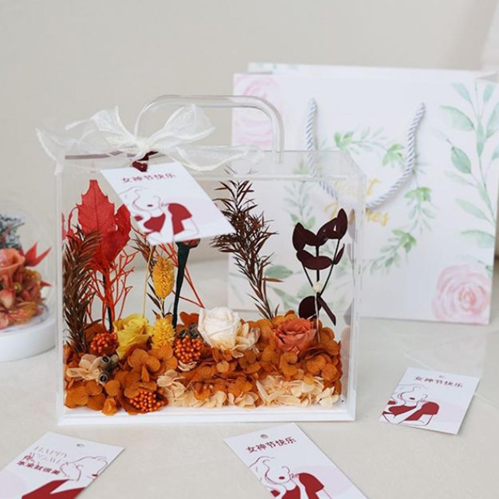 Portable Flower Bag Packaging Party Favor Box Transparent Flower Box With Handle Holiday Gifts Pouch Bags