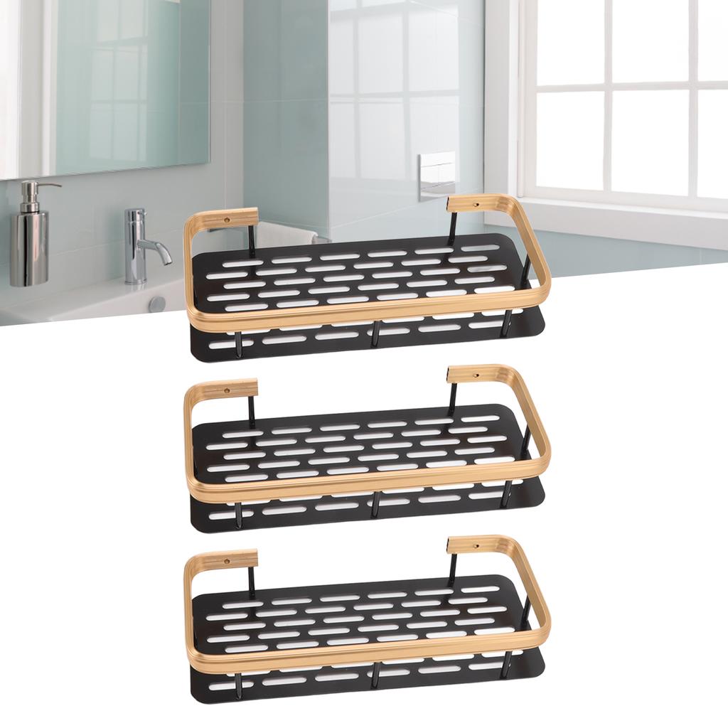 Shower Storage Rack 3 Layers Punch   Rectangle Aluminum Shower Shelf Basket for Home Bathroom