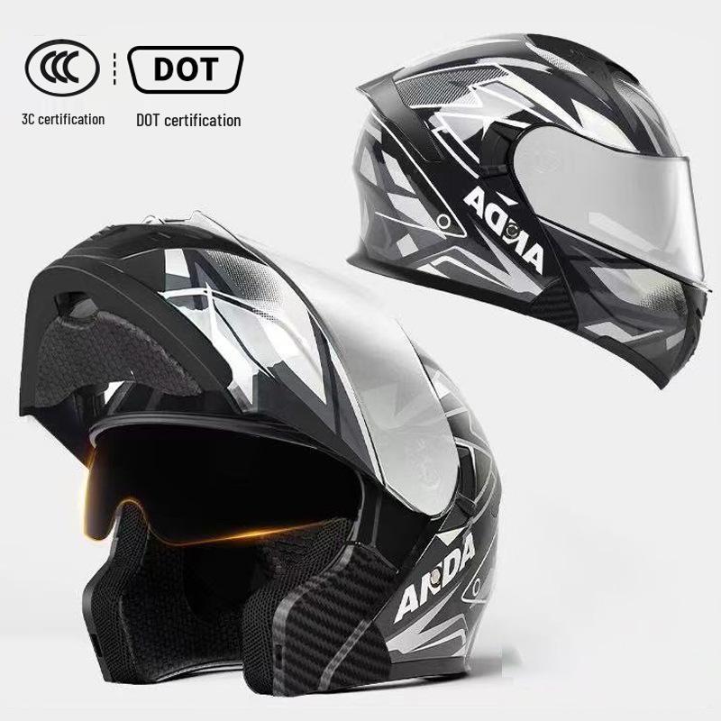 3C Certified Flip-up Motorcycle Helmet for All-Season Use, Unisex, and Universal Fit for Electric Vehicles.