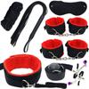 Sexy Nylon BDSM Kit Plush Sex Bondage Set Handcuffs Sex Game Whip Gag Nipple Clip Sex Toy