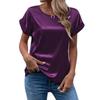 Sommer Schwarz Weiß Grau Damen Bluse Kurzarm Satin Hemd Lose Lässige Rundhals Satin Blusen Frauen Tops