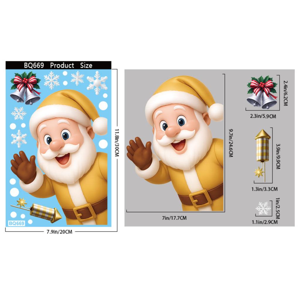 Cute Christmas Stickers , Double-sided Electrostatic Printing, 1Pieces Per Pack.
