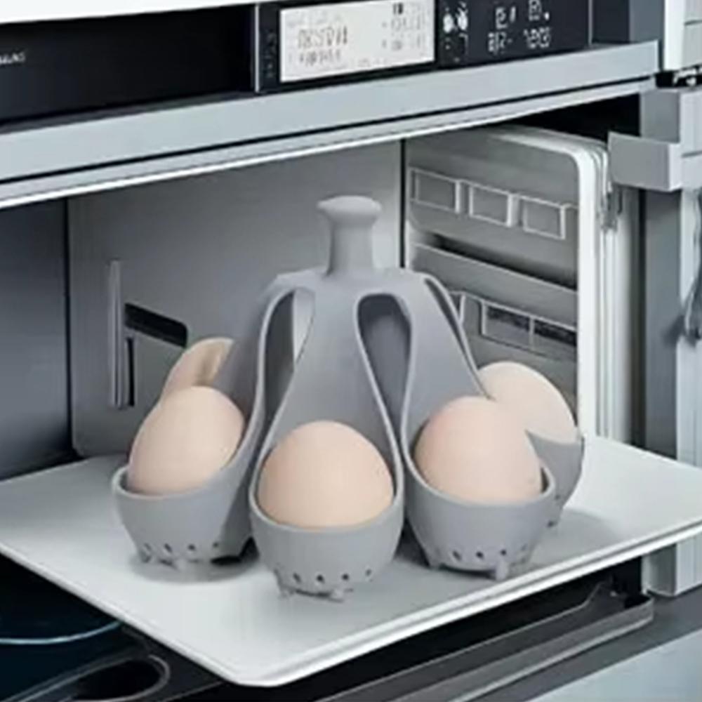 4/6 Grids Egg Holder With Anti-Scald Handle High-Temperature Resistant Silicone Egg Cooker For Home Kitchen Eggs Storage Tools