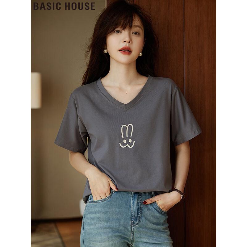 

Basic House Women s V-Neck Short Sleeve Printed T-Shirt XL
