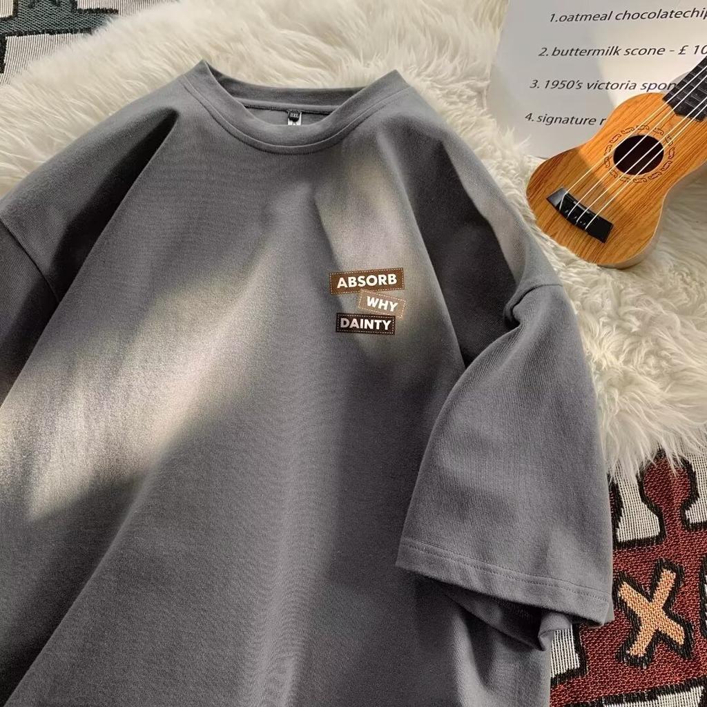 Tricou cu mâneci scurte imprimat cu litere la modă, cu gât rotund, pentru vară, în top casual