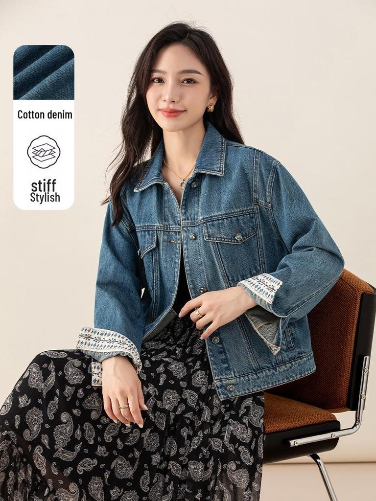 Yi Fei Women’s Vintage Loose Denim Jacket – New Spring Arrival, Versatile Casual Lapel Outerwear