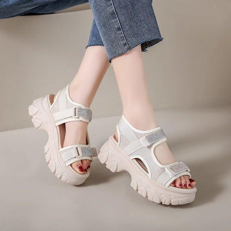 Sports sandals women's summer 2025 new muffin platform women's shoes Internet celebrity high heel fashion Roman casual shoes