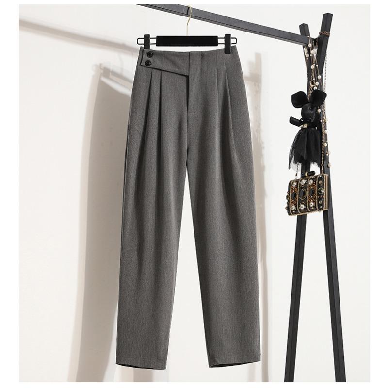 DIMANAF 2024 Plus Size Long Pants Spring Women Elastic Harem Loose High Waist Vintage Loose Casual Basic Solid Trousers Grey Pants 5XL