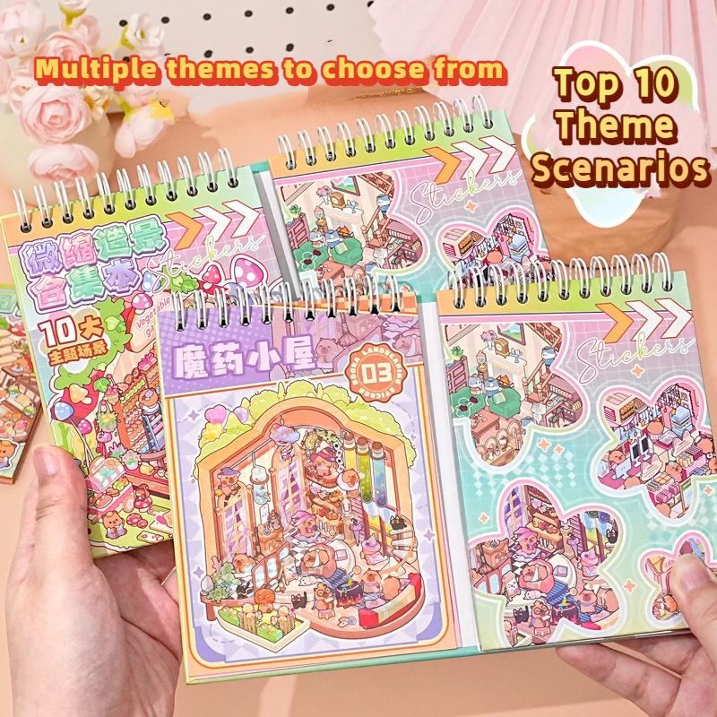 Sevimli 3 Boyutlu Çizgi Film Kapibara Çıkartma Kitabı Kendin Yap Manzara Çıkartmaları Kulübe Manzarası Çıkartma Kombinasyon Kitap Seti Oyun Kitapları Festival Hediyeleri