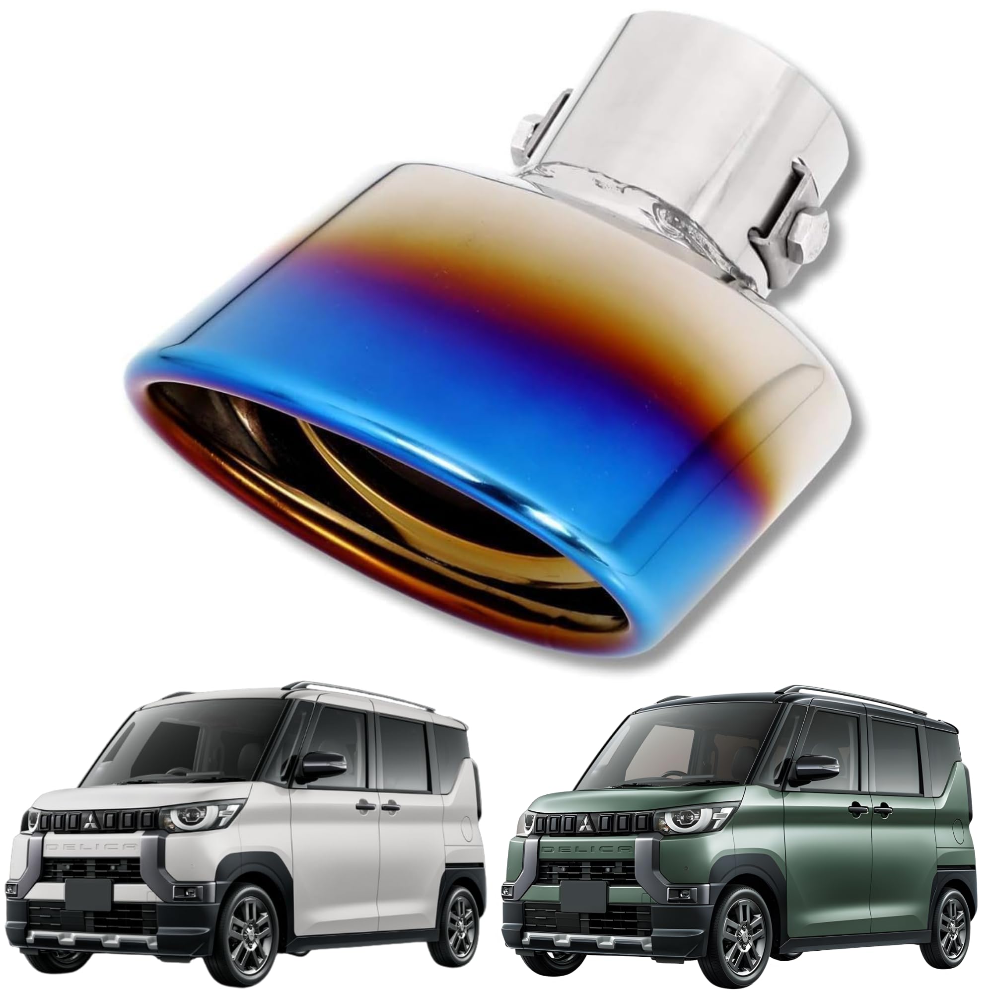 Совместимый с CORSA Delica Mini Глушитель-насадка, Однокомпонентный, Серебристый, Зеркальная полировка, Круглый, Круглый, Осень