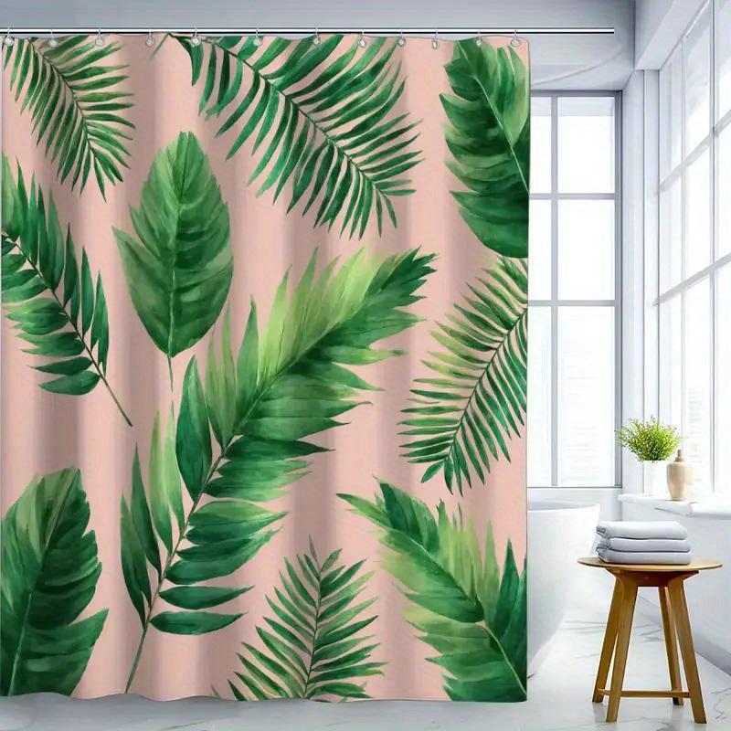 

Tropical Leaf Shower Curtain - Vibrant Green Plant Design, Waterproof Fabric For Bathroom Decor, Ideal Gift For Nature Lovers W60H190(CM)-1 Pcs