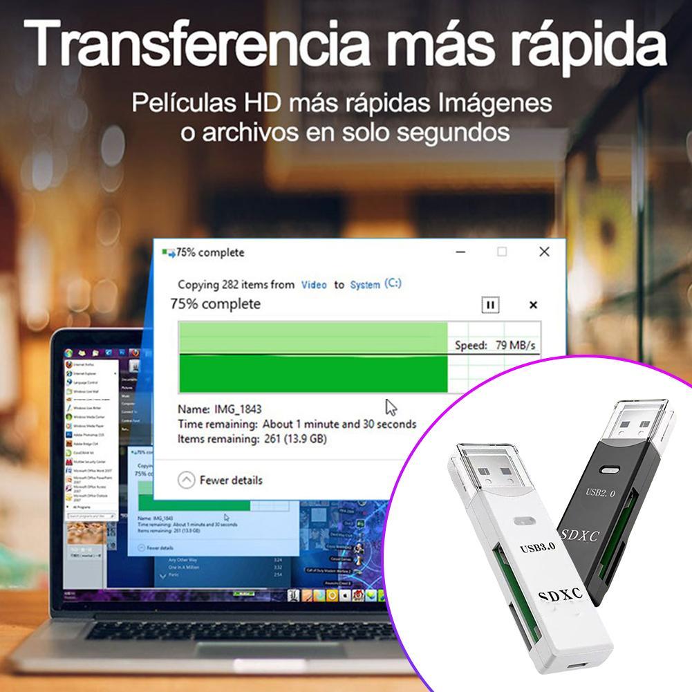 USB2.0 USB3.0 Portable Card Reader for SD MicroSD TF High-Speed Memory Card Reader Adapter Dual Slots