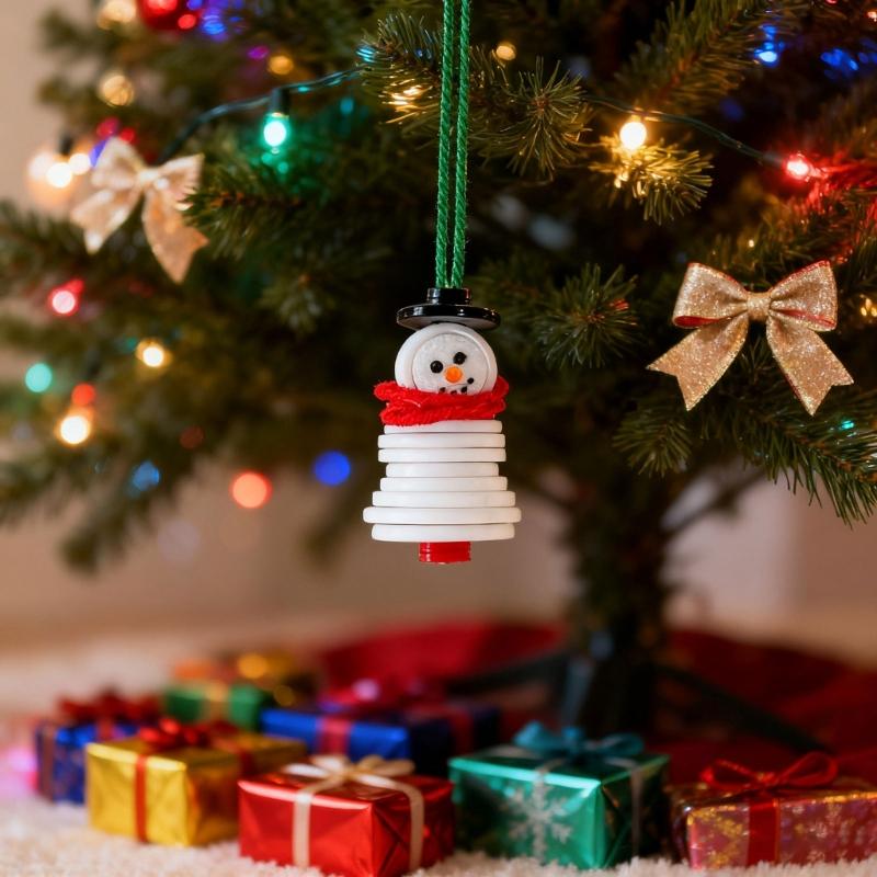 Plastic Button Craft Hanging Ornament Set For Kid Adult Art Craft Handmade Festival Gift Christmas Tree Decoration