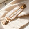 Waist Tightening Clip Vintage Sweater Clips for Women Girls, Retro Faux Pearl/Floral Cardigan Clips, Elegant Collar Metal Cincher Buckle Dresses