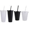 With Lid Straw Cup Food Grade PP Plastic Drinks Cup Drinkware Water Cup  Coffee