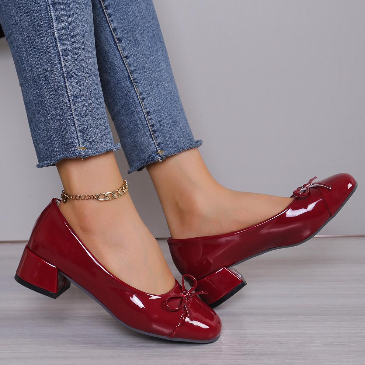 Туфли женские Туфли на платформе Каблуки женские Круглый носок Бантик Милые балетки — фото 6