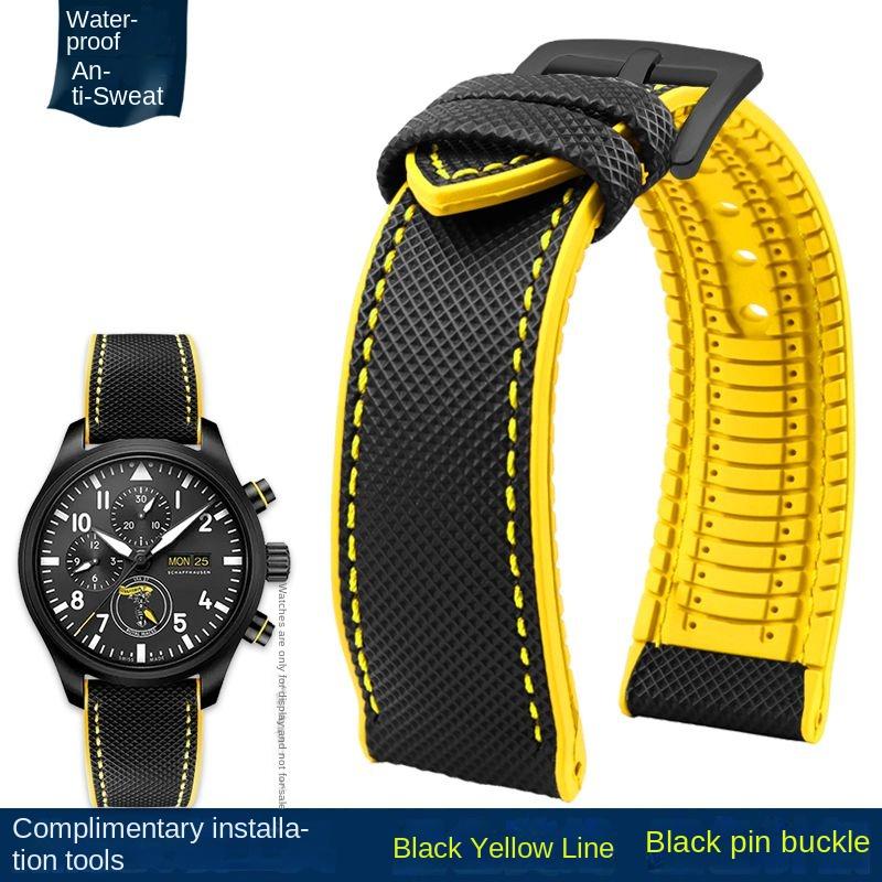 

20 мм 22 мм 23 мм 24 мм Нейлоновый ремешок для часов с водонепроницаемой резиновой нижней частью для Longines IWC Pilot Mark 18 Seiko Omega Series 24mm