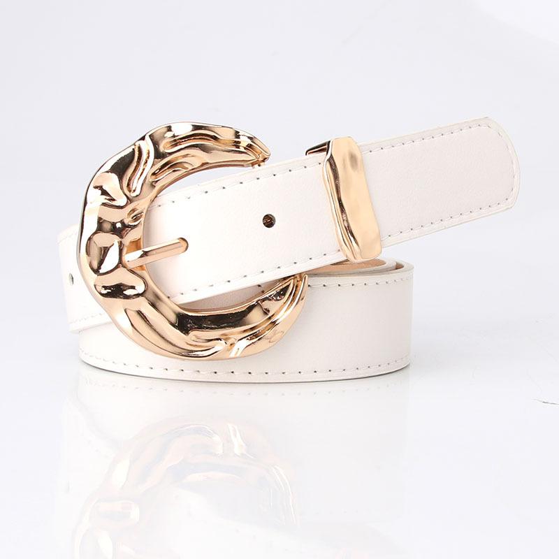 Women's Fashion Personalized Belt European and American Trend Simple Jeans Belt Big Head Metal Buckle Decorative Belt