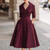 Elegantes Satinkleid mit langen Ärmeln und hoher Taille für Business und Streetwear