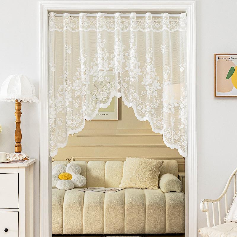 Elegantes Spitzentor-Halbvorhang mit Bogen und Blumenmuster für Wohnzimmer- und Schlafzimmerdekoration