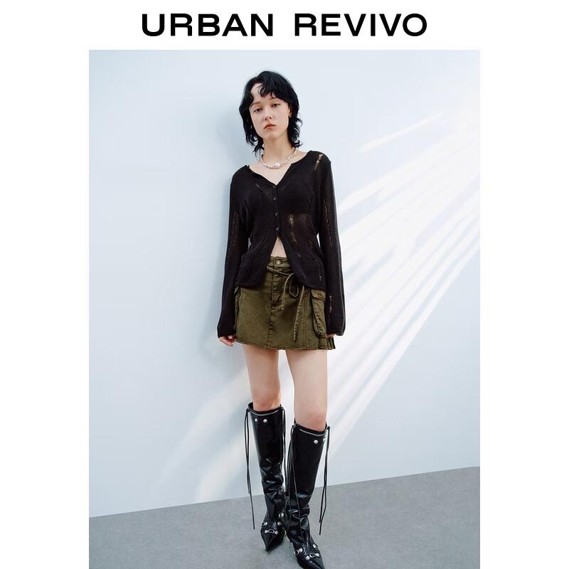 

Женский кардиган UR 2025 Осень, вязаный кардиган с эффектом потертости S