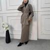 Cross-border European and American Women's Wear 2025 Autumn New Button Knit V-neck Cardigan with Hip-hugging Pleated Skirt
