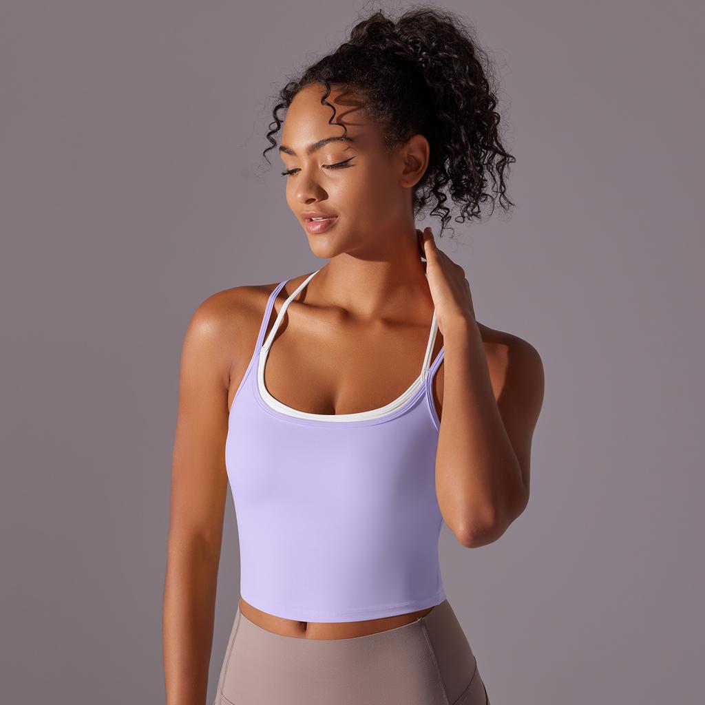 Auroth Back Cross Sports Vest Women Yoga Sports Bra Candy Color Fitness Top