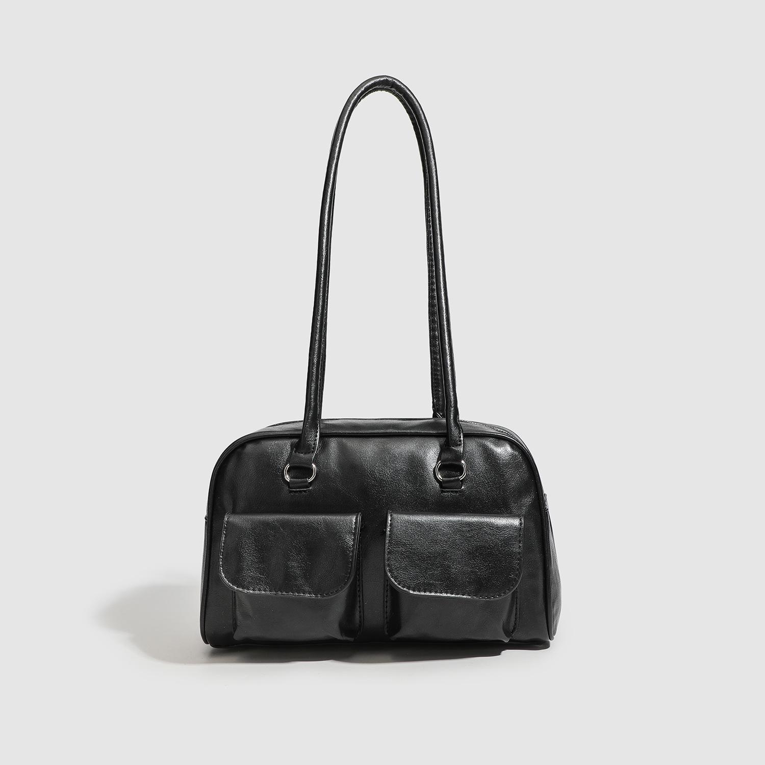 

Tote Bag Large Capacity Bag Women S Shoulder Underarm Bag Oil Wax Leather Bag Double Bag Casual Handbag Bag чёрный