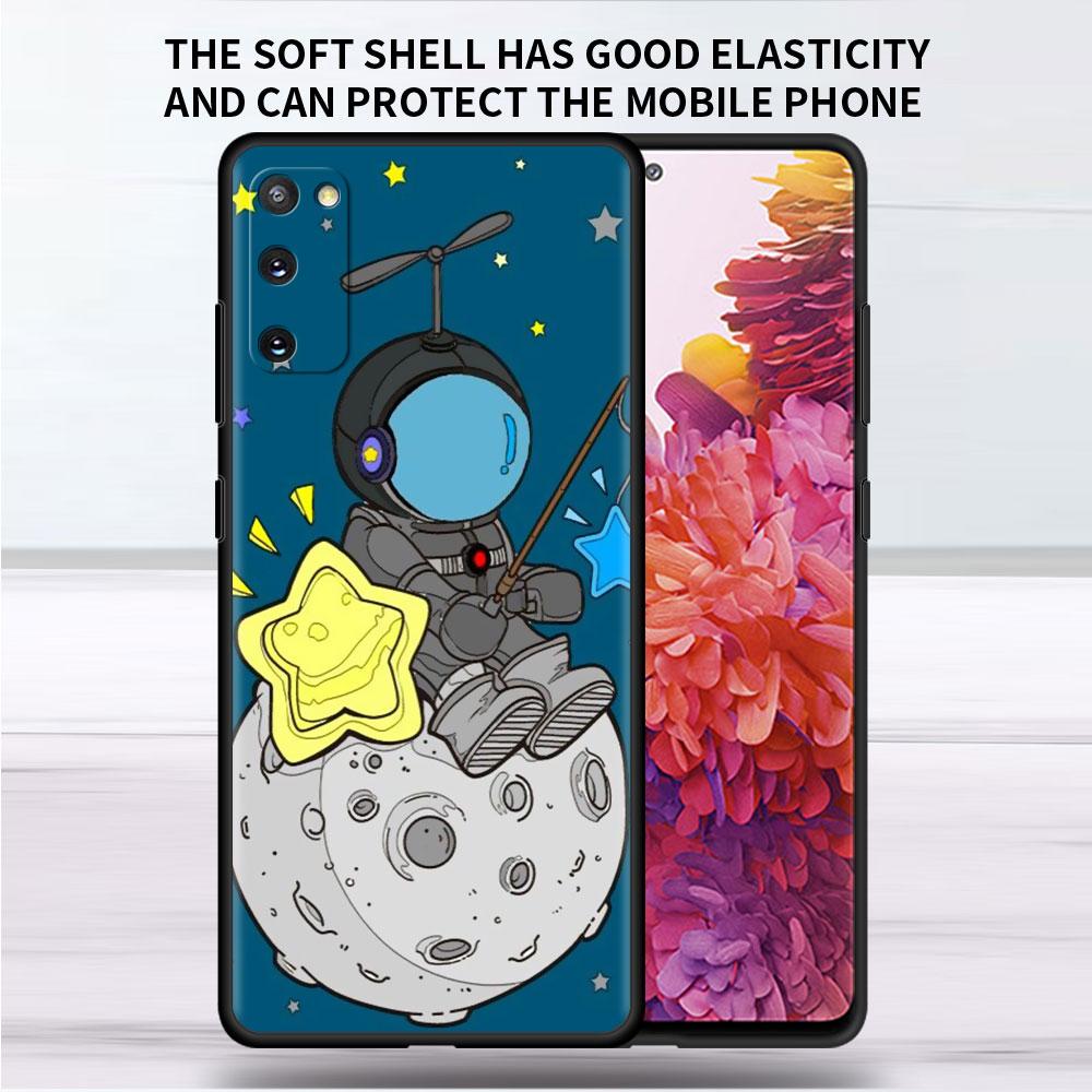 Soft Case For Samsung Galaxy Note 20 Ultra 10 Plus Lite A50 A70 A20 A40 A20e 9 8 A60 A10e Phone Cover Cartoon Cool Astronaut Sac