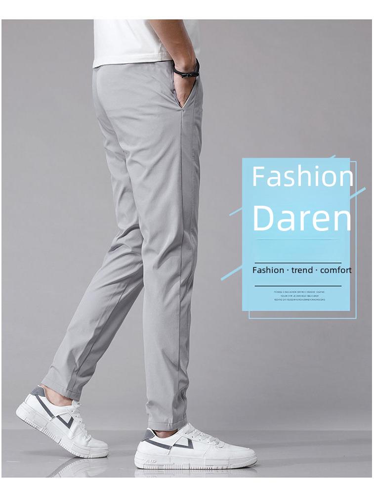 Black Label Plus Men's Slim Fit Tall Straight Fleece Pants - Autumn/Winter Korean Casual Trousers