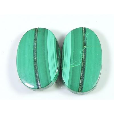 34Cts. Natural Malachite Oval Shape Matched Pair for Earring Making 14X20MM SK-1499
