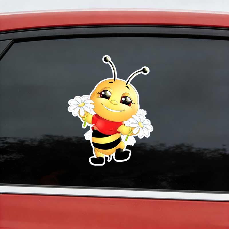 Cute Little Bee Cartoon Insect Car Stickers Waterproof Vinyl Decals Auto Body Window Decor Motorcycle Helmet Stickers M461