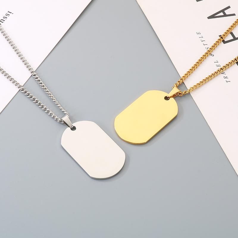 Trendy Metal Dog Tag Necklaces for Men Women Golden Polished Pendant Durable Fashion Jewelry, Daily Casual Party Wear Accessory
