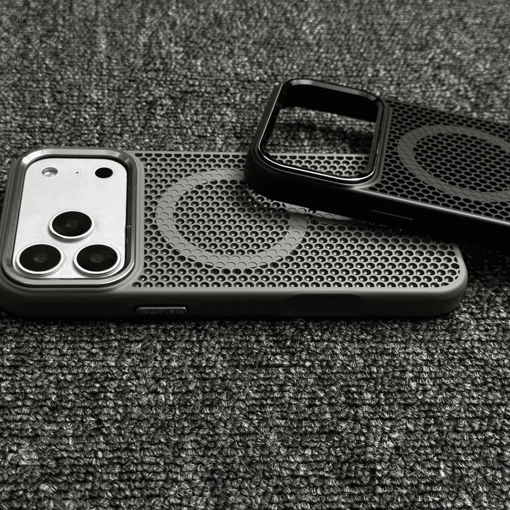 Apple 17 Pro Max Honeycomb Magnetic Heat Dissipating Skin-Feel Case with Integrated Buttons for iPhone 16/15