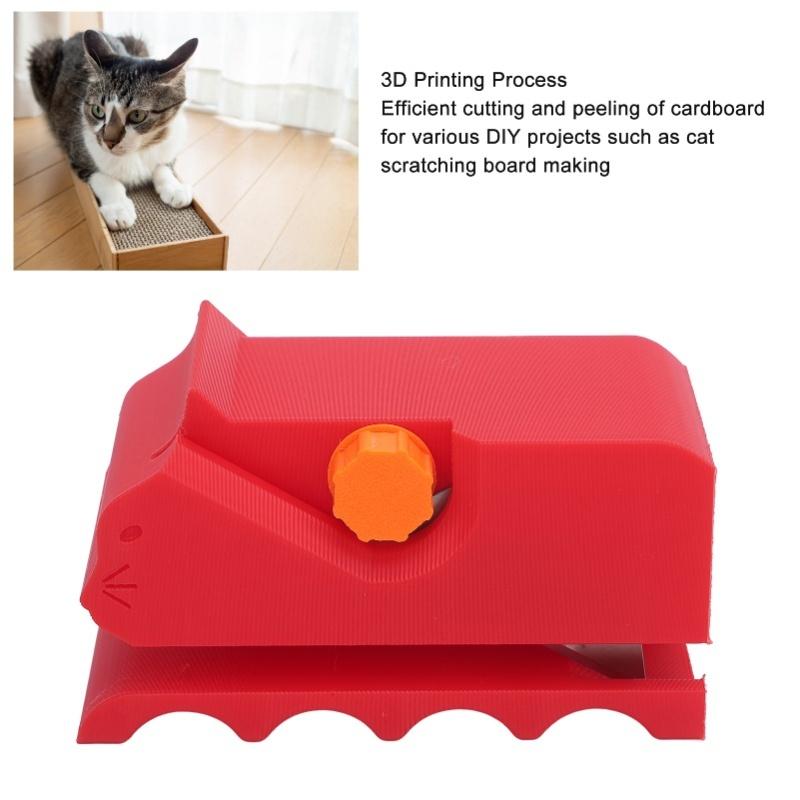Cardboard Cutter For Cat Scratchers 3D Printed DIY Cardboard Stripper Cat Scratching Board Cutting Tool Red
