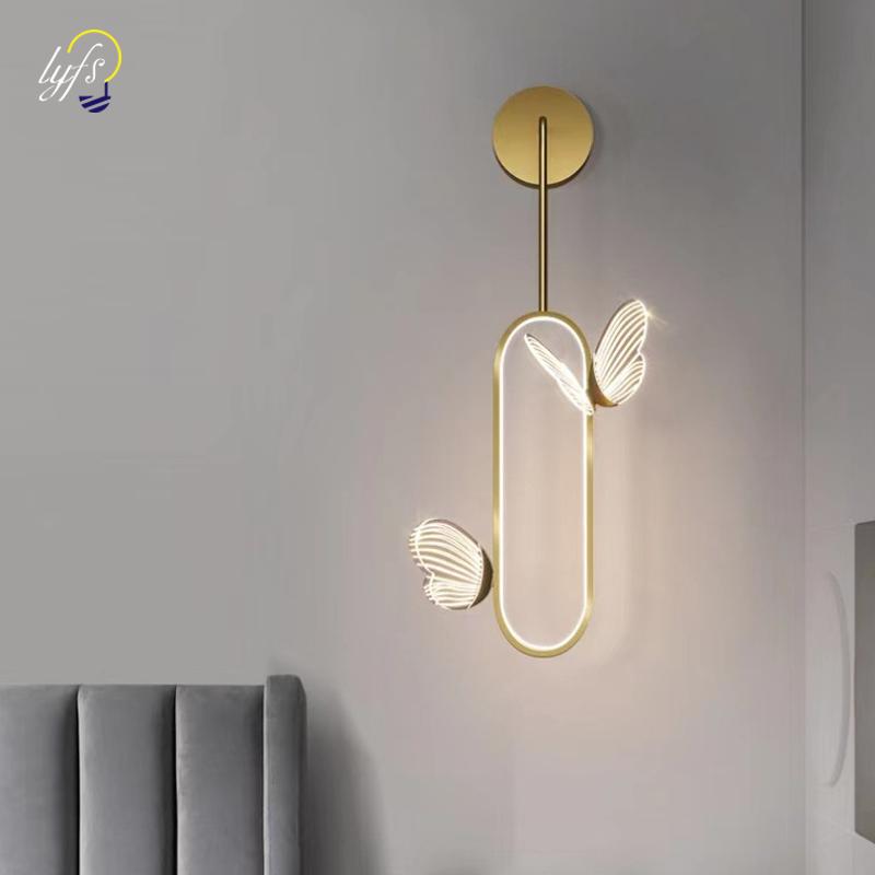LED Modern Sofa Butterfly Wall Lamp Decor Bedside Tables Lamps For Home Hall Kitchen Living Room Nordic Indoor Lighting Light