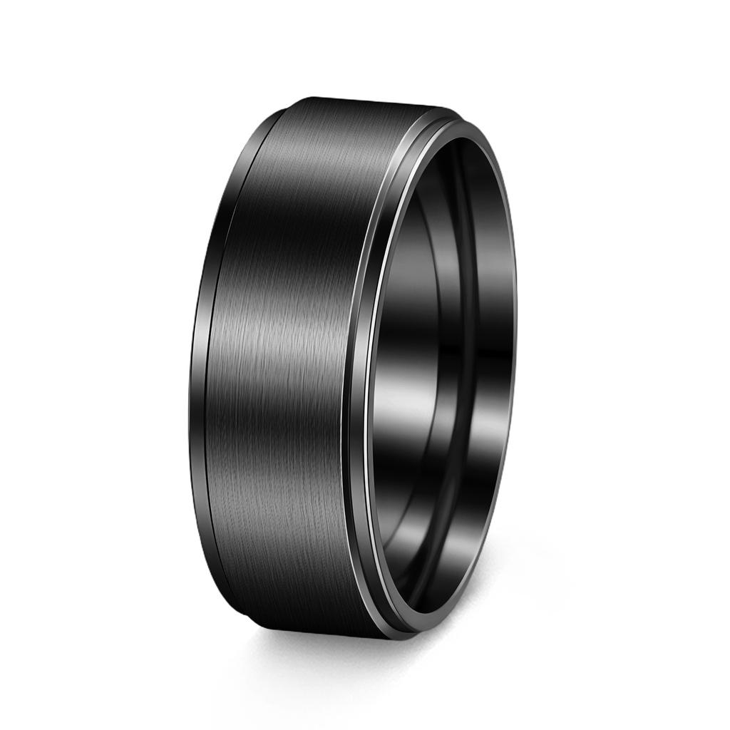 European and American Jewelry Men's Matte Black Plated Simple Fashion Ring