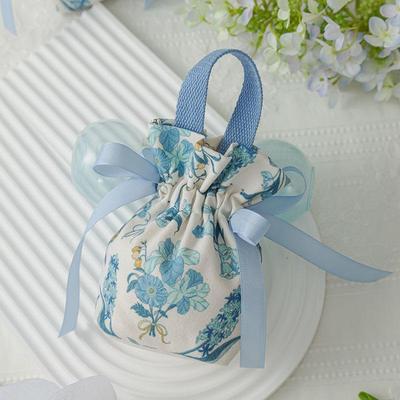 Portable Drawstring Candy Storage Bags Retro Flower Handheld Candy Bags Wedding Gifts Packing Bags