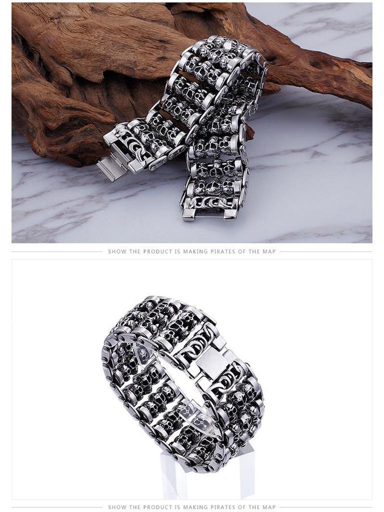 Men's Titanium Steel Skull Punk Bracelet Jewelry Accessory