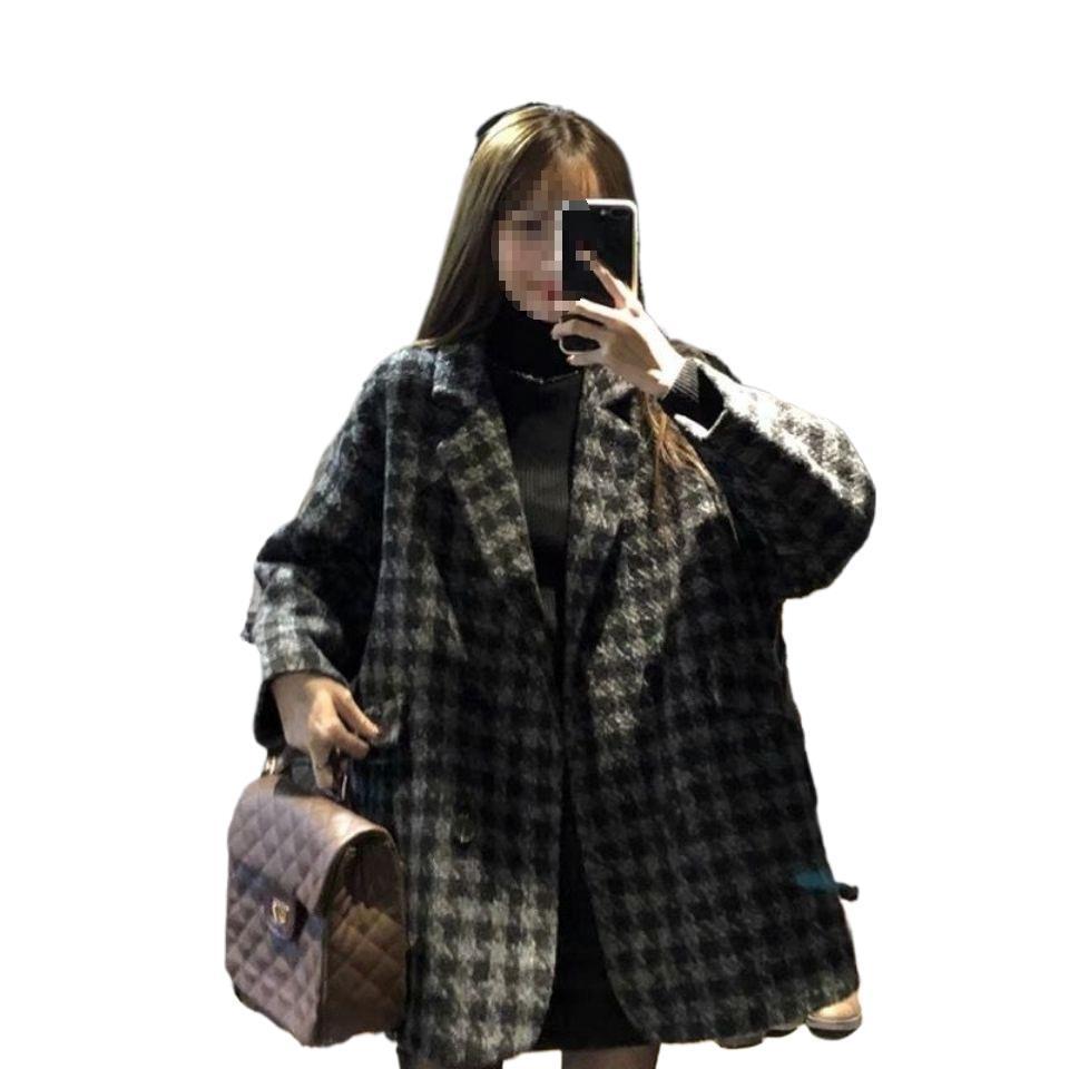 2024 Women's Mid-Length Warm Plaid Wool Coat