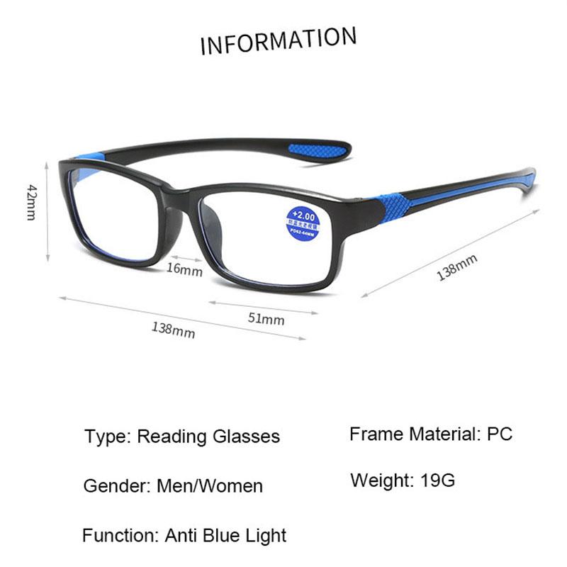TR90 Anti Blue Light Blocking Reading Glasses Men Business Ultralight Sport Presbyopia Computer Eyesglasses +1.0 +1.5 +2 +2.5 +3