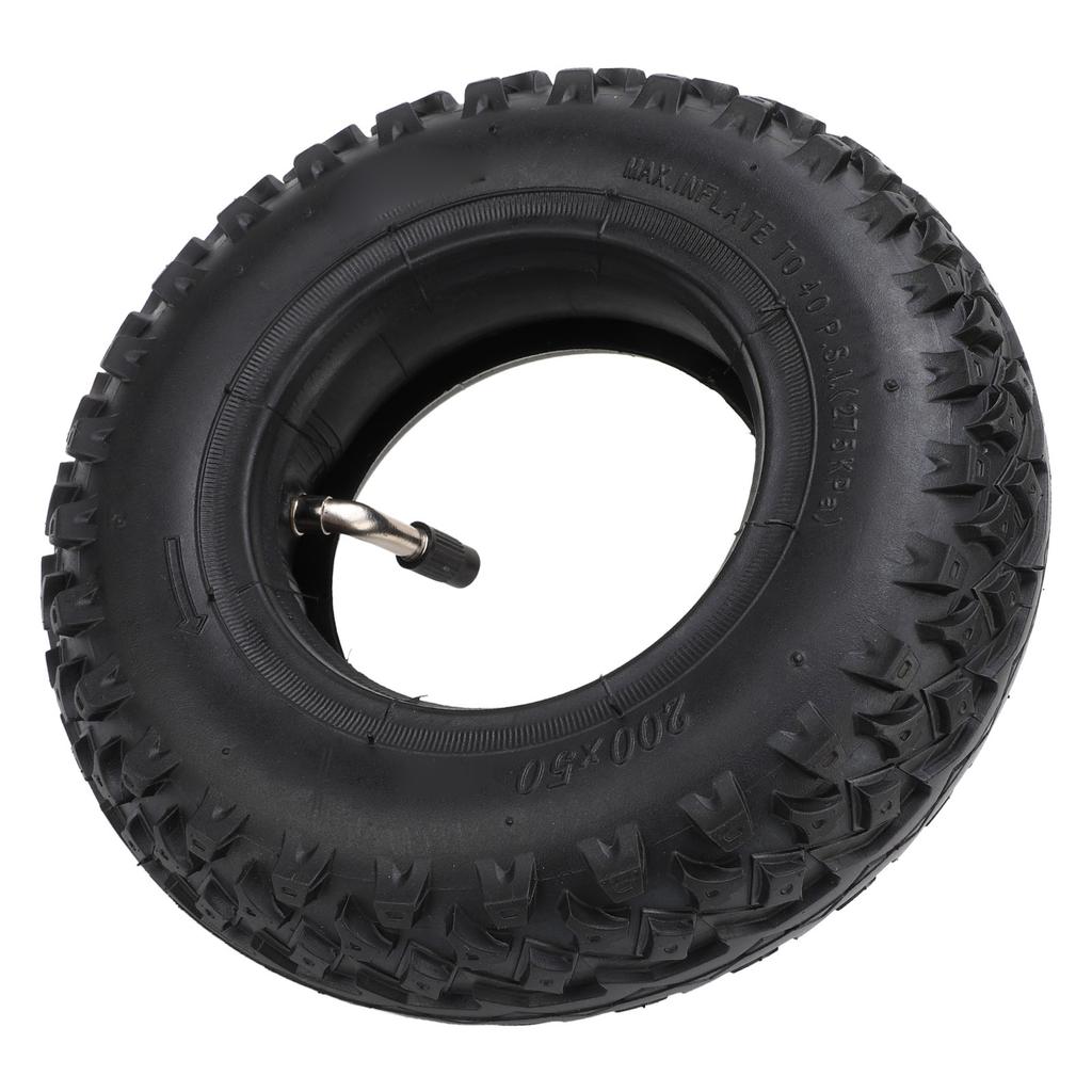 200X50 Tire and Inner Tube with TR87 Bent Valve Stem Rubber Anti Slip Proof Replacement for E100 E150 E200