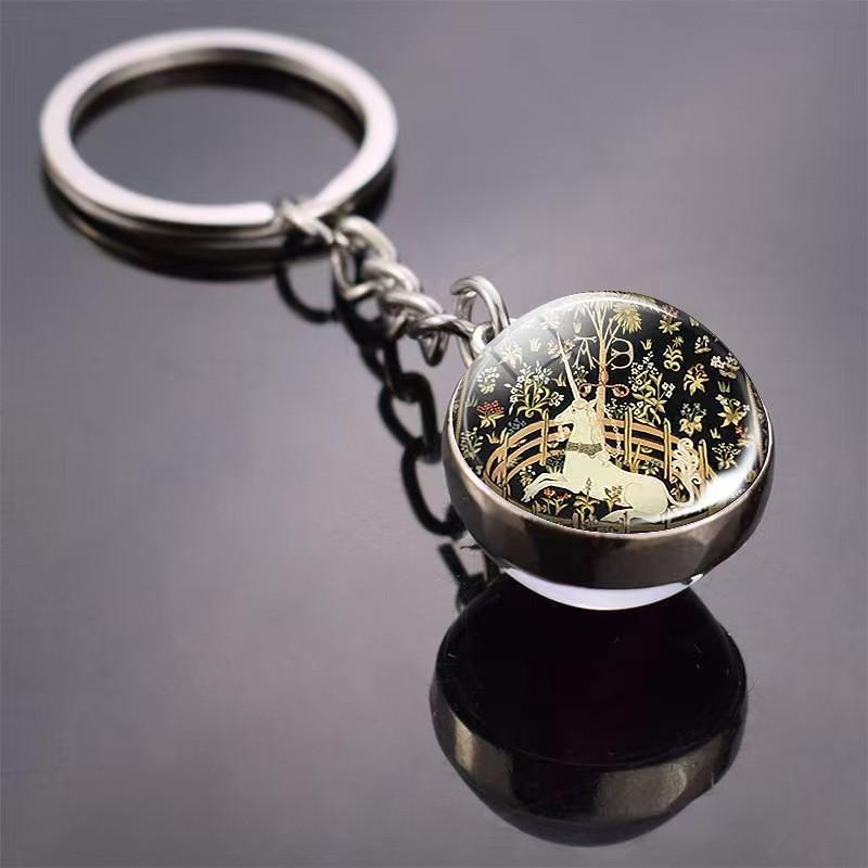 Unicorn Pattern Jewelry With Round Zinc Alloy Glass Charm For Gift And Daily Wear